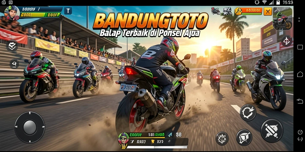 Tampilan gameplay seru dari BANDUNGTOTO dengan aksi balap motor.
