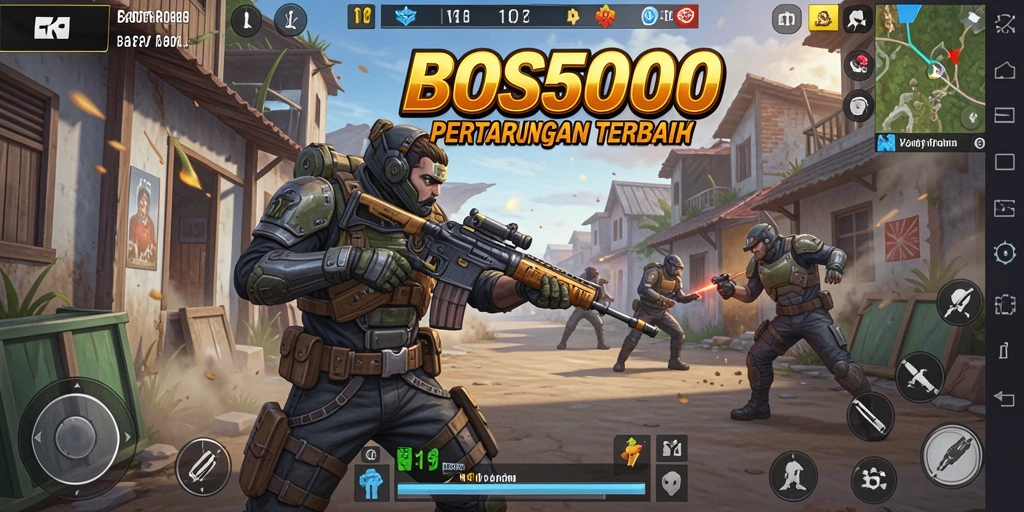 Gameplay seru di BOS5000 dengan intensitas pertarungan yang tinggi.
