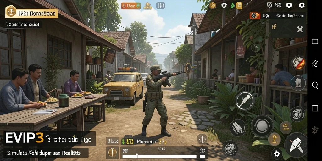 Tampilan gameplay EVIP3 yang mendalam dan interaktif dalam simulasi kehidupan.