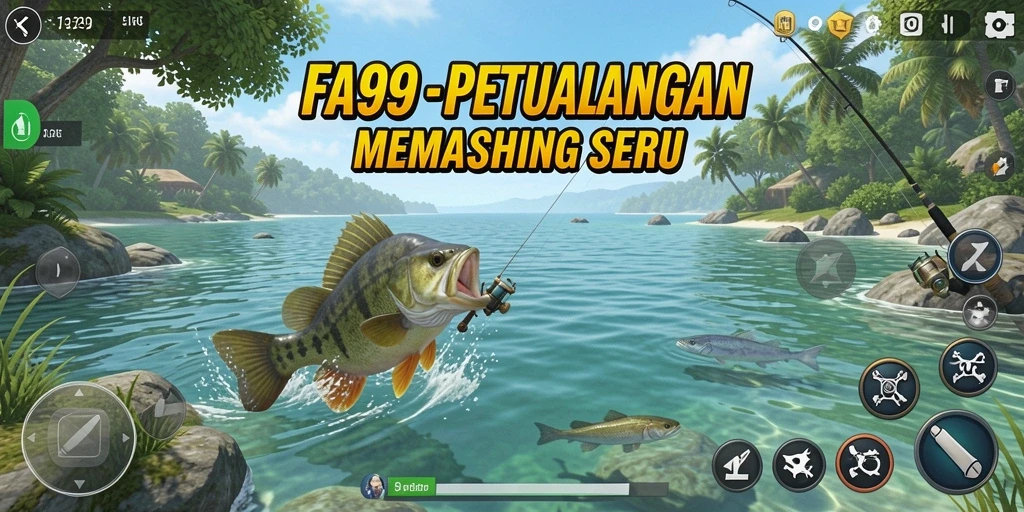 Screenshot menunjukkan gameplay seru memancing di FA99.