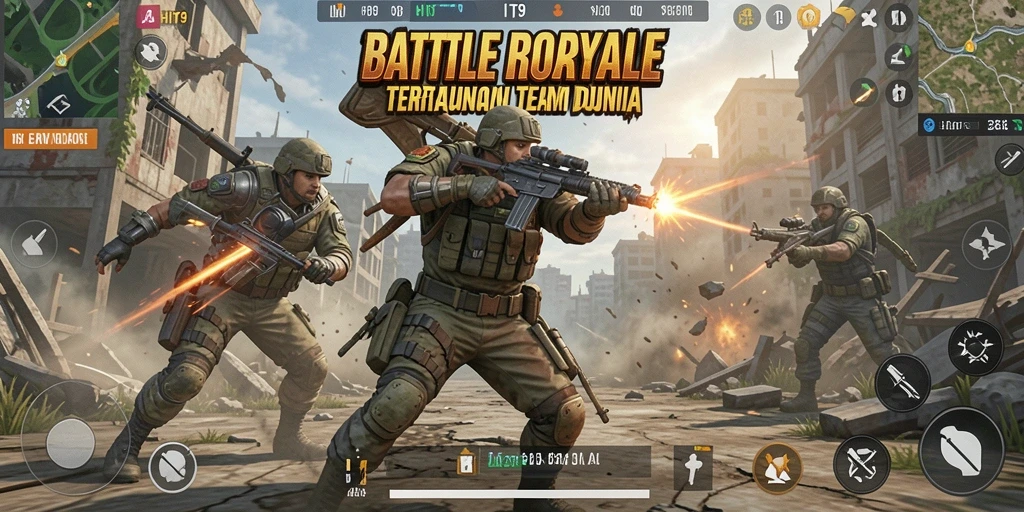 Tampilan seru gameplay <strong>HIT9</strong> dalam arena Battle Royale.