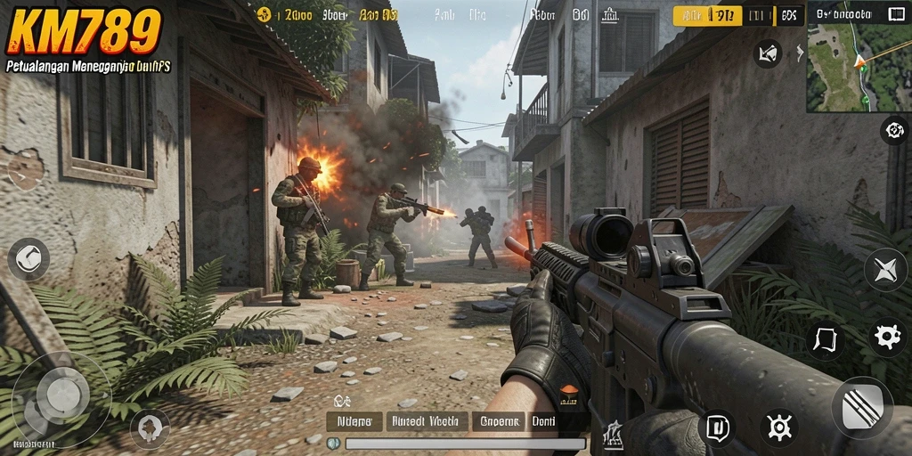 Tampilan gameplay intens dalam aksi FPS yang mendebarkan.