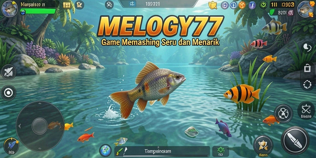 Tampilan gameplay seru saat memancing di MELODY77.