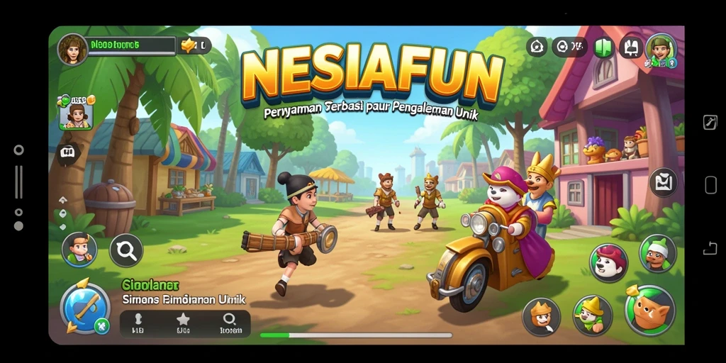 Screenshot gameplay <strong>NESIAFUN</strong> yang menampilkan interaksi karakter di lingkungan simulasi.