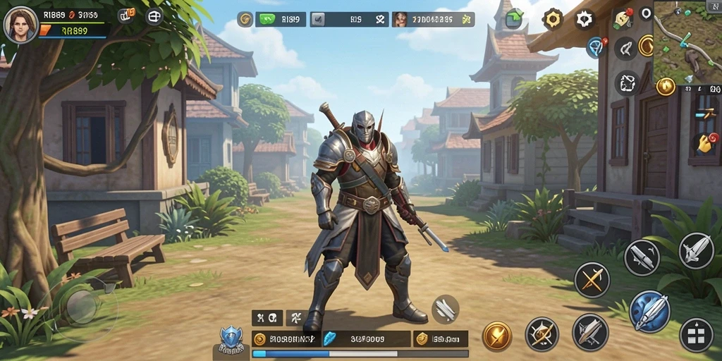 Tampilan screenshot utama RI889 menampilkan karakter dalam dunia simulasi penuh warna.