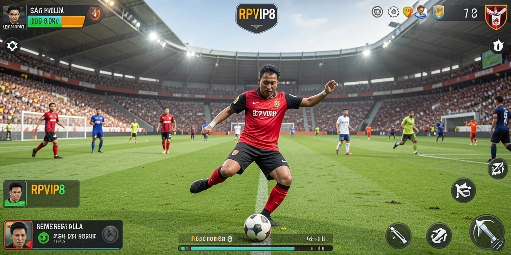 Gameplay menarik dalam RPVIP8 dengan tim sepak bola.