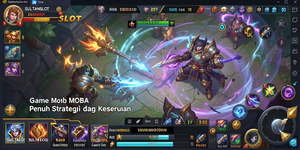 Tampilan gameplay SULTANSLOT yang mendebarkan dalam pertempuran MOBA.